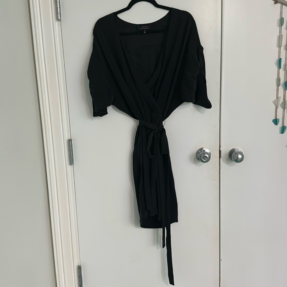 Robert Rodriguez Black Kimono Wrap Dress, size 8